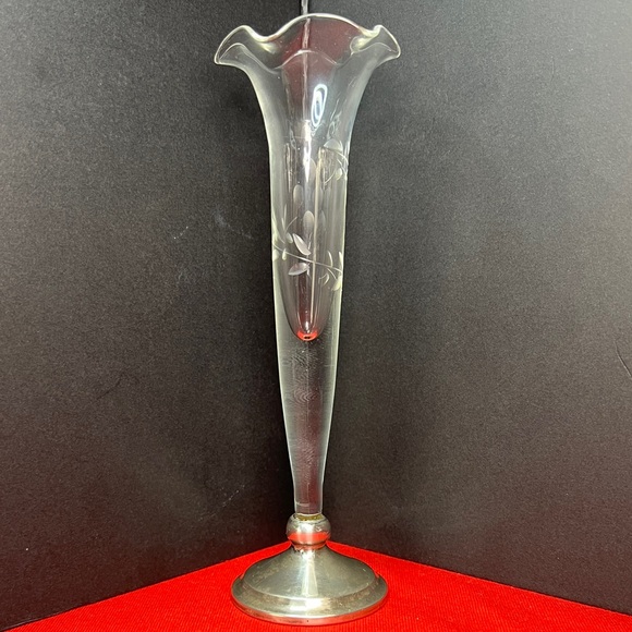 Vintage Webster Co. Sterling Silver Weighted Glass Bud Vase - Picture 2 of 9